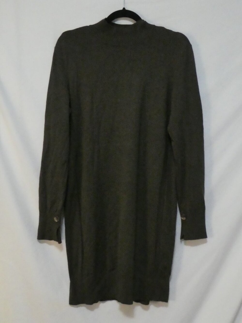 TRISTAN Olive Green Mock Neck Long Sleeve Knit Sweater Dress - Size Large